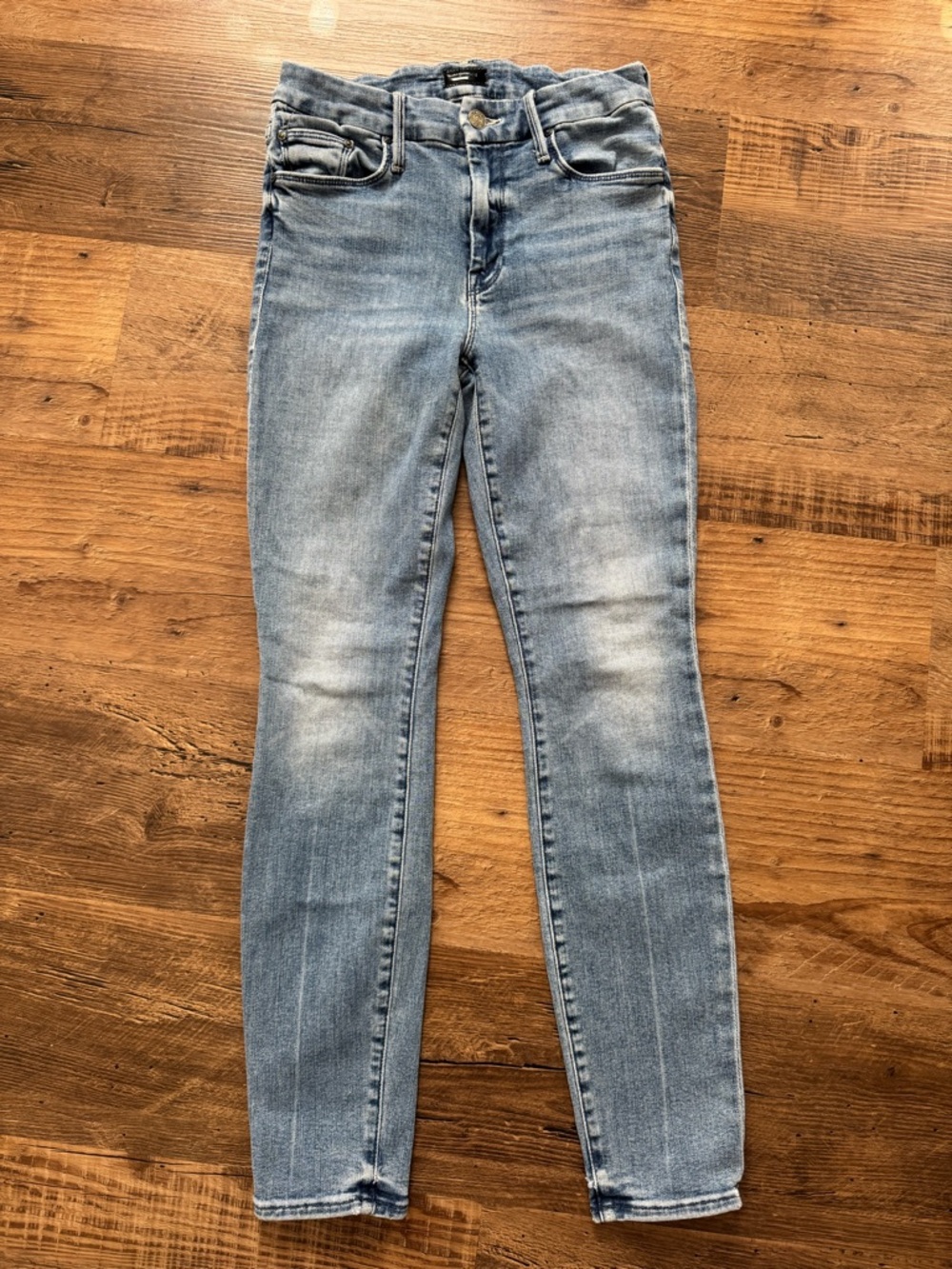 Mother Jeans 25 Blue Light Wash Mid Rise Denim Straight Skinny Leg Pants Stretch